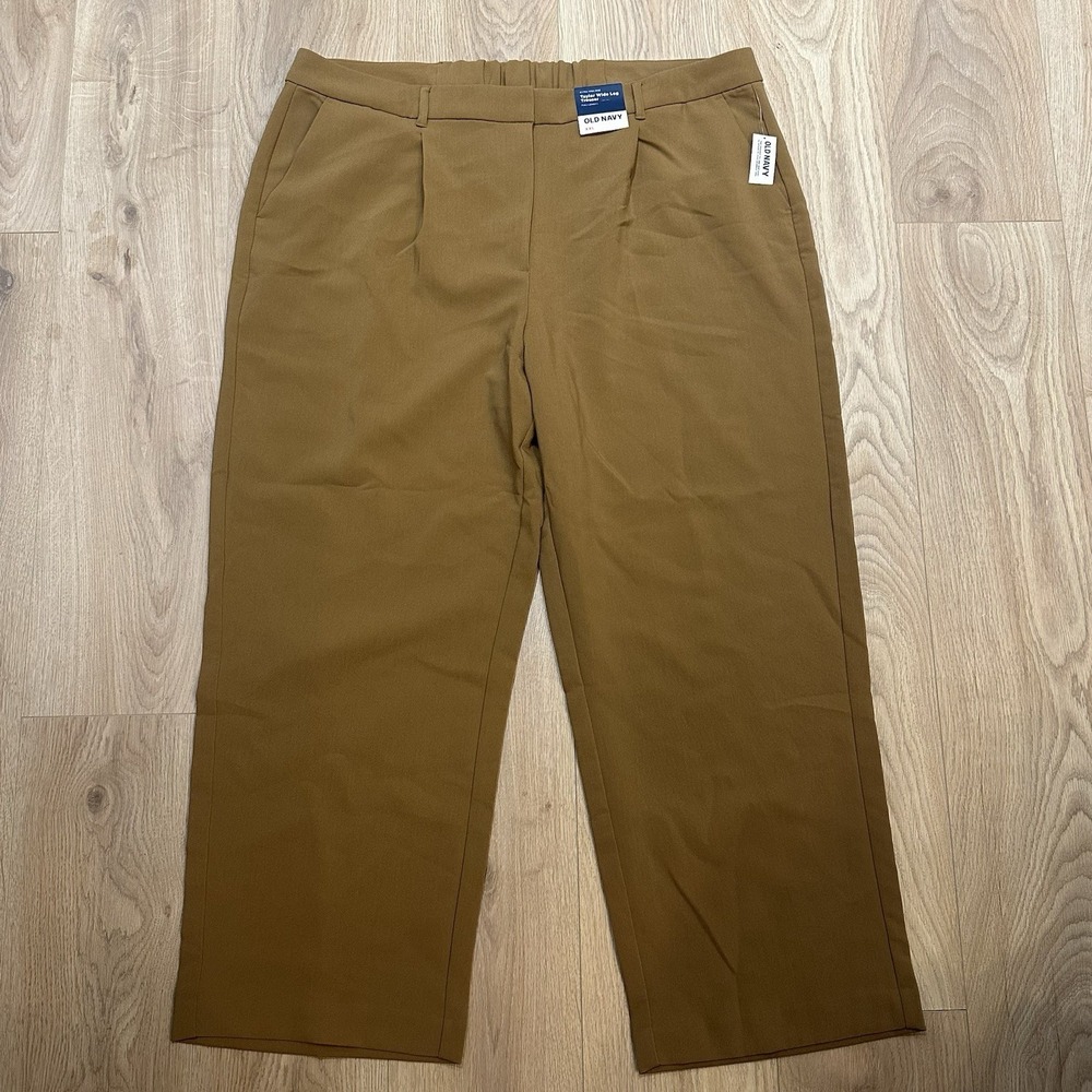 NWT Old Navy Taylor Trouser Wide Leg Pants Women XXL Brown Extra High Rise - Picture 3 of 10